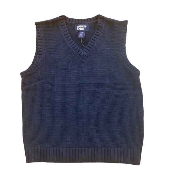 LANDS’ END Little Kids Uniform Modal Navy Sweater Vest. Size: M 5-6 Years - Picture 1 of 3